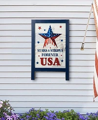 Glitzhome 24" H Patriotic, Americana Wooden Easel Porch Decor