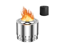 Smokeless Stainless Steel Fire Pit with Ash Pan for Yard Camping-Silver