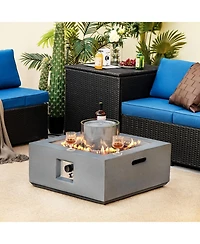 28 Inch 50000 Btu Patio Square Propane Fire Pit with Pvc Cover-Grey