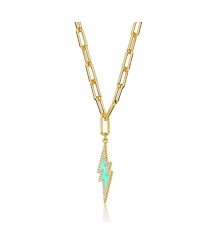 Gigi Girl Elegant Young Adults 14K Gold Plated with Colored Cubic Zirconia Charm Necklace