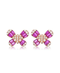 GiGiGirl Teens/Young Adults Sterling Silver with Baguette and Clear Round Cubic Zirconia Butterfly Stud Earrings