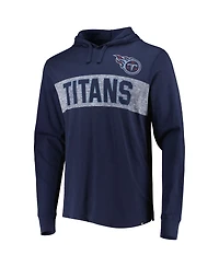 Men's '47 Brand Navy Distressed Tennessee Titans Field Franklin Hooded Long Sleeve T-shirt