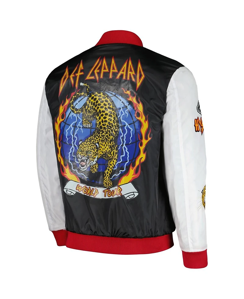 Men's and Women's Reason Black Def Leppard Bomber Full-Snap Jacket