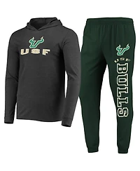 Men's Concepts Sport Green, Heather Charcoal South Florida Bulls Meter Long Sleeve Hoodie T-shirt and Jogger Pajama Set