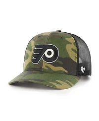 Men's '47 Brand Camo, Black Philadelphia Flyers Trucker Snapback Hat