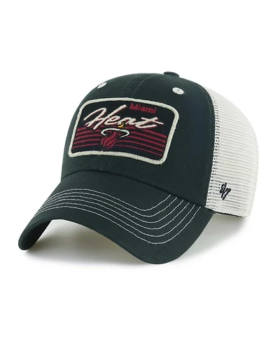 Men's '47 Brand Black Miami Heat Five Point Patch Clean Up Adjustable Hat