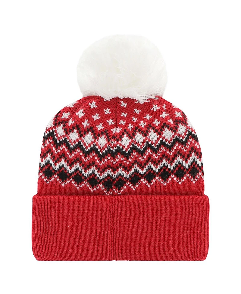 Women's '47 Brand Red Chicago Blackhawks Elsa Cuffed Knit Hat with Pom