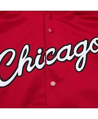 Men's Mitchell & Ness Red Chicago Bulls Hardwood Classics Throwback Wordmark Raglan Full-Snap Jacket