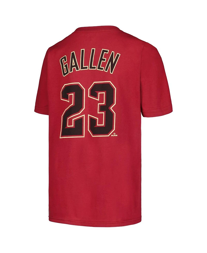 Big Boys Nike Zac Gallen Red Arizona Diamondbacks Name and Number T-shirt