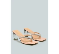 Litchi Rhinestone Embellished Strap Sandals