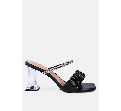 Date Look Clear Heel Rhinestone Sandals Women