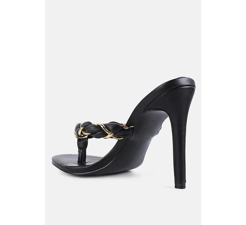 Womens Melodrama Stiletto Heel Braided Thong Sandals