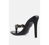 Womens Melodrama Stiletto Heel Braided Thong Sandals