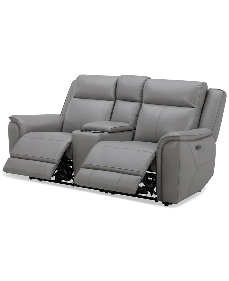 Addyson 77" 3-Pc. Leather Sofa with 2 Zero Gravity Recliners Power Headrests & 1 Console, Created for Macy's
