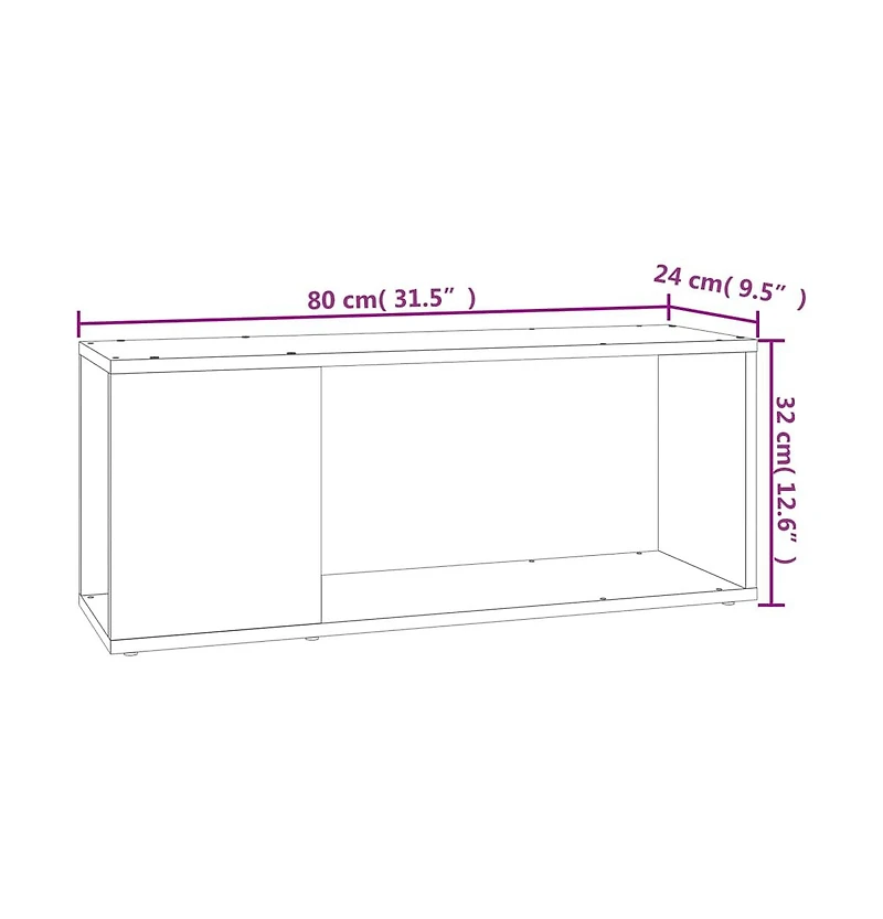 Tv Stand White 31.5"x9.4"x12.6" Engineered Wood