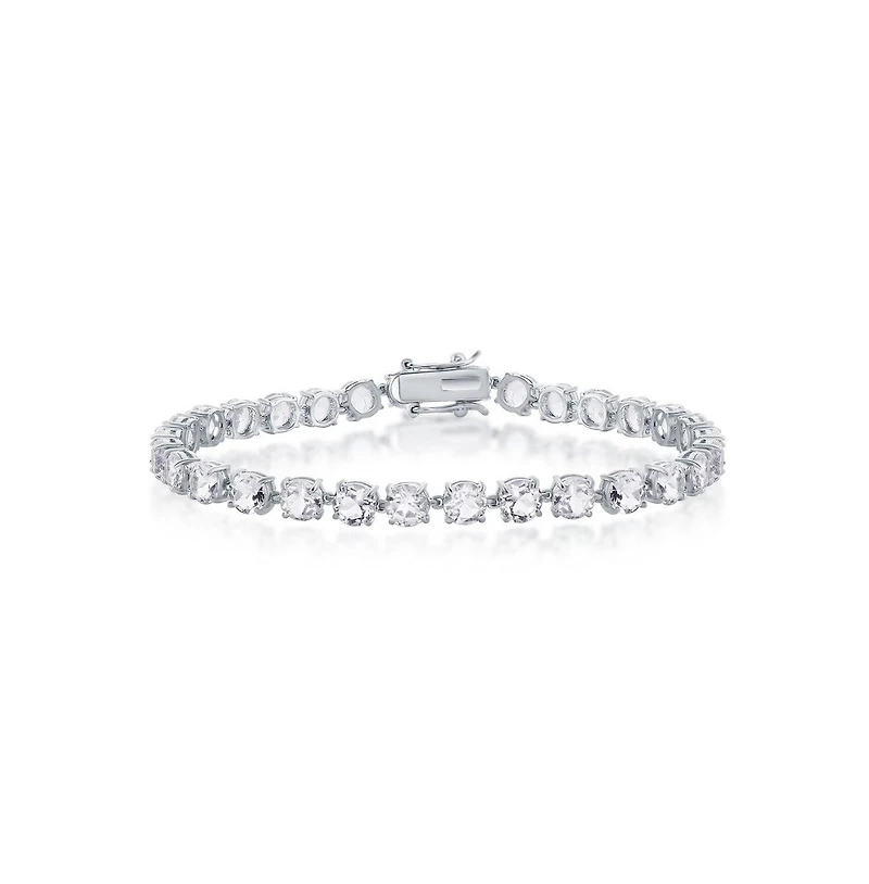 Sterling Silver Round Gem Tennis Bracelet