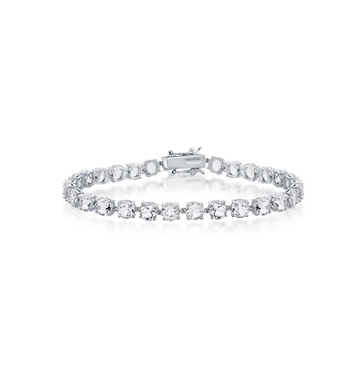 Sterling Silver Round Gem Tennis Bracelet
