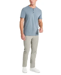 Kenneth Cole Men's 4-Way Stretch Heathered Stand-Collar Pique Henley