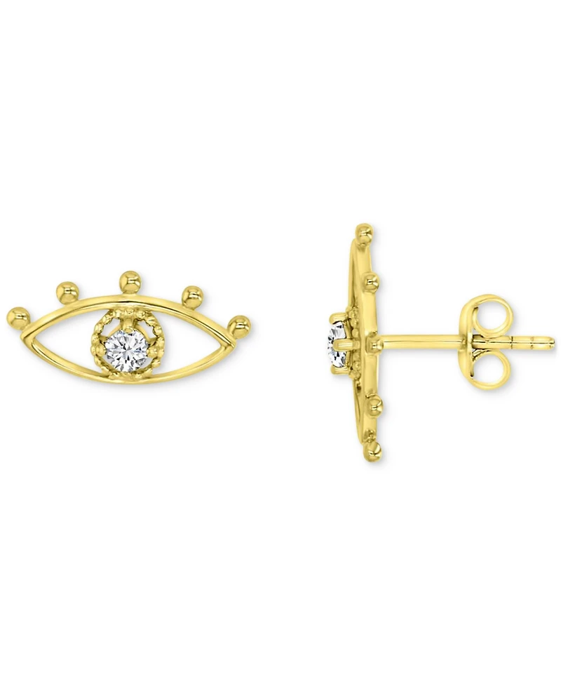 Cubic Zirconia Evil Eye Openwork Polished Stud Earrings