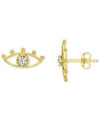 Cubic Zirconia Evil Eye Openwork Polished Stud Earrings