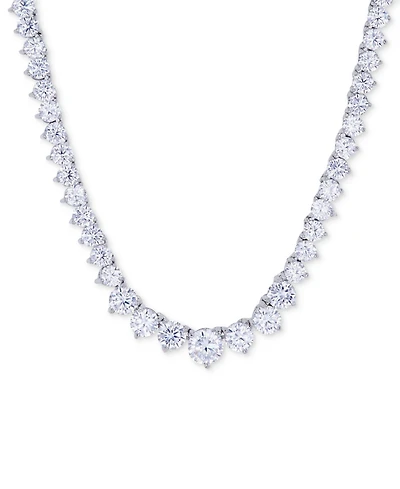 Cubic Zirconia Graduated 18" Tennis Necklace in Sterling Silver