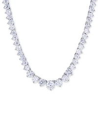 Cubic Zirconia Graduated 18" Tennis Necklace in Sterling Silver