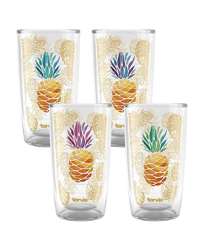 Tervis Pineapple Delight Collection Made in Usa Double Walled Insulated Tumbler Travel Cup Keeps Drinks Cold & Hot, 16oz - 4pk, Assorted