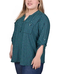 Ny Collection Plus Roll-Tab Sleeve Top