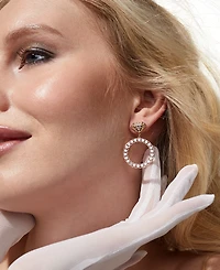 Ajoa by Nadri Cubic Zirconia Diamond Ring Design Drop Earrings