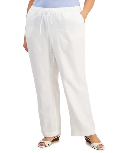 Charter Club Plus 100% Linen Pants, Exclusively at Macy's