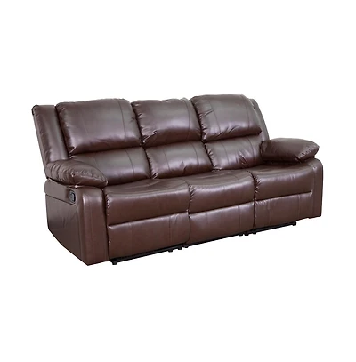 Bustle Back Leathersoft Sofa With Two Built-In Recliners