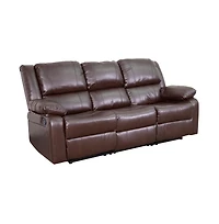 Bustle Back Leathersoft Sofa With Two Built-In Recliners