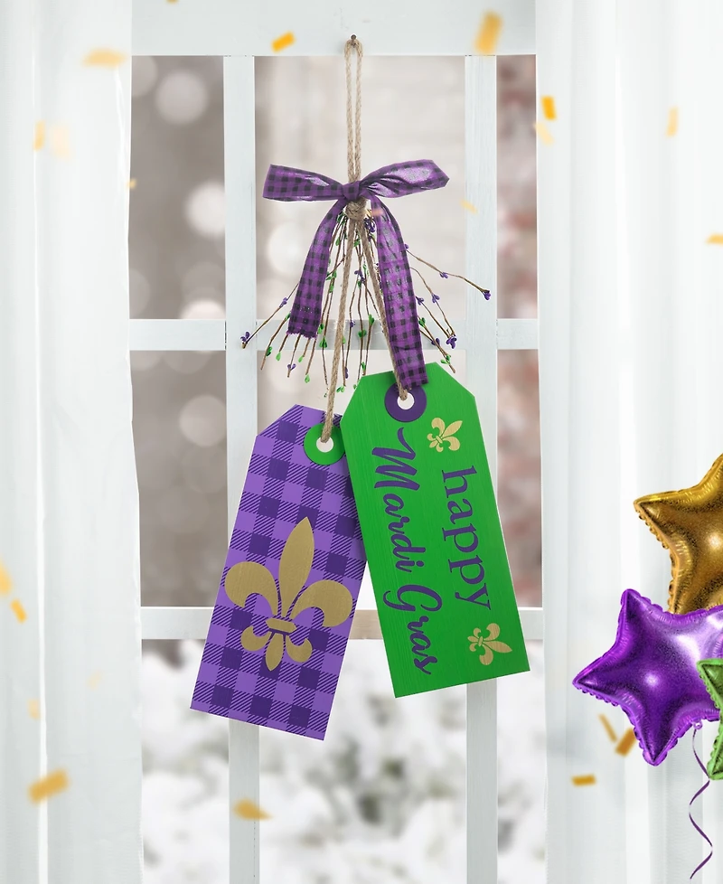 Glitzhome 25.5" H Happy Mardi Gras Day Wooden Bookmark Door Hanger