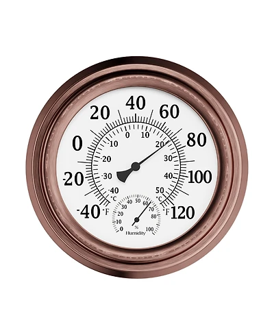 Wall Thermometer - 8-Inch Decorative Indoor/Outdoor Temperature and Hygrometer Gauge - For Home, Patio, Porch, or Sunroom by Pure Garden