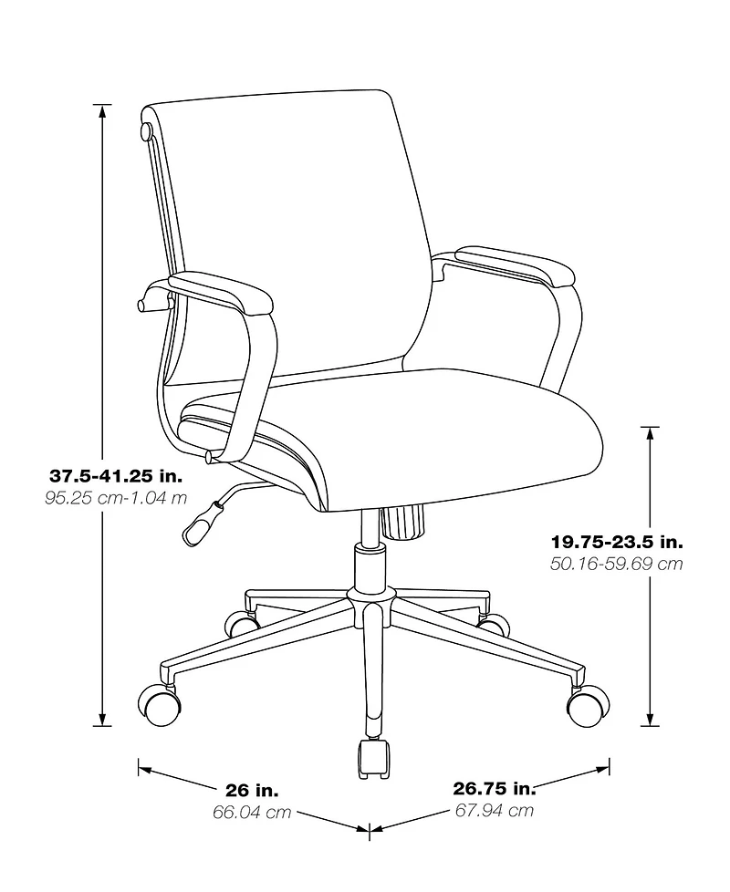 Office Star 41.25" Fabric, Chrome Mid Back Manager's Chair