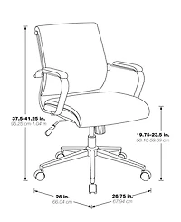 Office Star 41.25" Fabric, Chrome Mid Back Manager's Chair