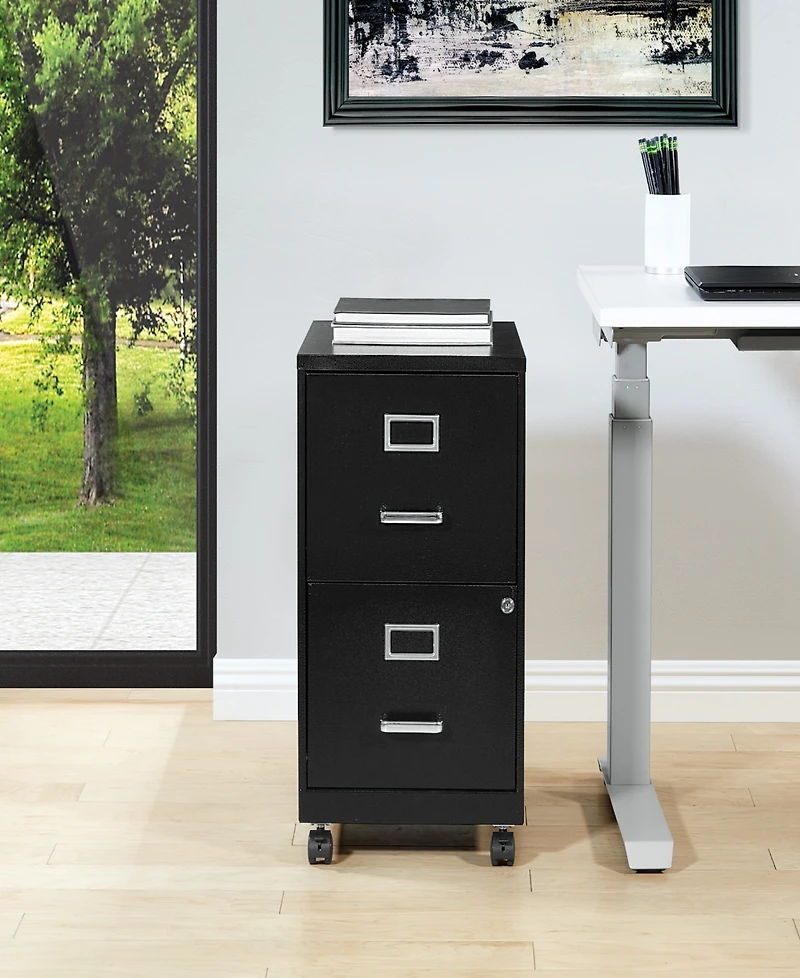 Office Star 26.75" 2 Drawer Mobile Locking Metal File Cabinet