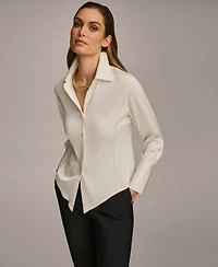 Donna Karan New York Women's Button Front Point Hem Top, Regular & Petite Sizes