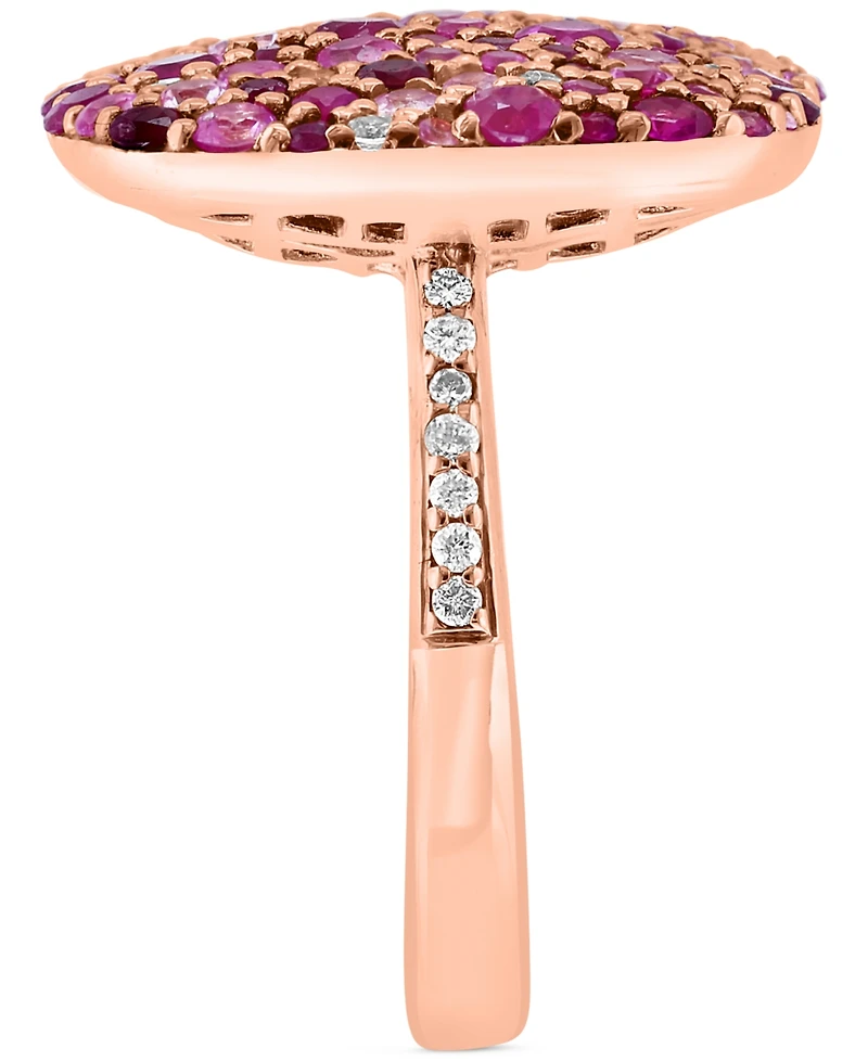 Effy Multi-Gemstone (2-3/4 ct. t.w.) & Diamond (1/10 ct. t.w.) Cluster Ring in Rose Gold-Plated Silver