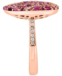 Effy Multi-Gemstone (2-3/4 ct. t.w.) & Diamond (1/10 ct. t.w.) Cluster Ring in Rose Gold-Plated Silver