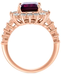 Effy Rhodolite (4-1/10 ct. t.w) & Diamond (1/6 ct. t.w.) Halo Ring in 14k Rose Gold