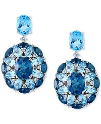 Effy Multi-Topaz Cluster Drop Earrings (15-1/10 ct. t.w.) in Sterling Silver