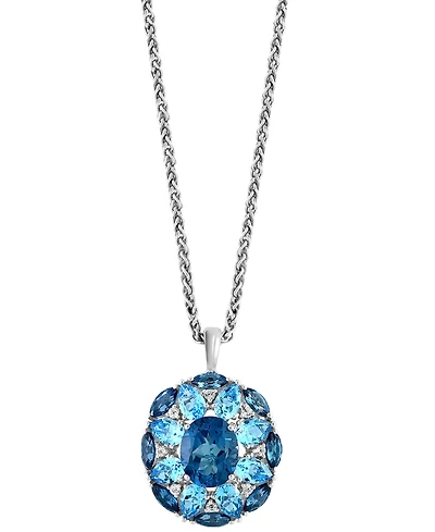 Effy Multi-Topaz Flower 18" Pendant Necklace (11-3/4 ct. t.w.) in Sterling Silver