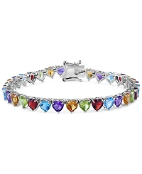 Effy Multi-Gemstone Heart Tennis Bracelet (16 ct. t.w.) in Sterling Silver