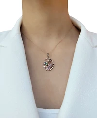 Le Vian Multi-Gemstone (1/2 ct. t.w.) & Diamond (1/2 ct. t.w.) Hummingbird Adjustable 20" Pendant Necklace in 14k Gold