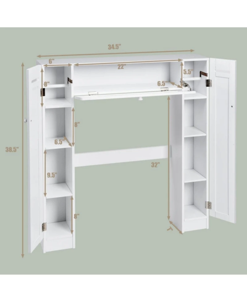 Sugift Wooden over the Toilet Storage Cabinet