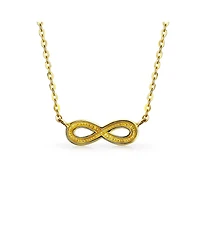 Bling Jewelry Simple Delicate Petite Eternity Figure Eight Symbol Love Knot 14K Yellow Gold Station Infinity Pendant Necklace