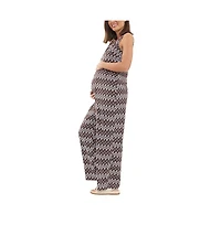 Ripe Maternity Grace V-Neck Jumpsuit Chocolate/White