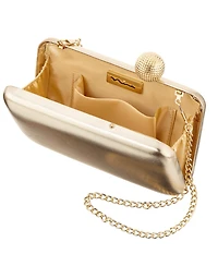 Nina Metallic Minaudiere Handbag with Crystal Clasp