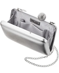 Nina Metallic Minaudiere Handbag with Crystal Clasp